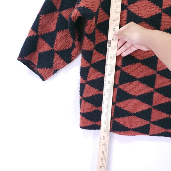Belle by belldini Orange n Black Diamond Pattern Goth Punk Knit Sweater Size XL - Picture 5 of 16